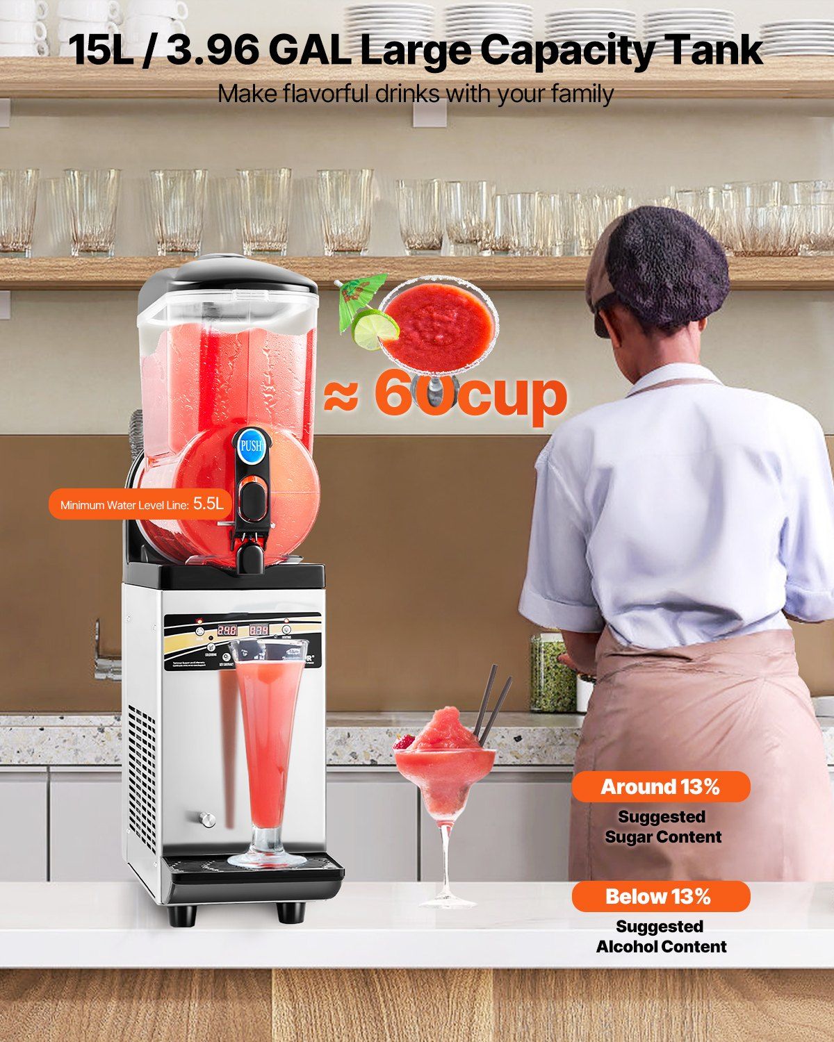 Commercial Slushy Machine 15L Margarita Smoothie Frozen Drink Slushie Maker - Discount Msrp