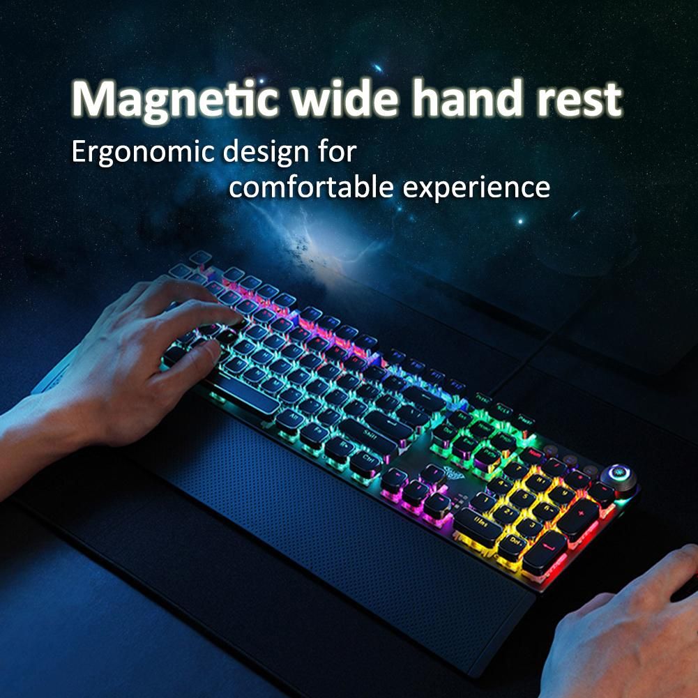 Gaming Mechanical Keyboard Retro Square Glowing Keycaps Backlit USB Wired 104 Anti-ghosting Gaming Keyboard for PC laptop - Discount Msrp