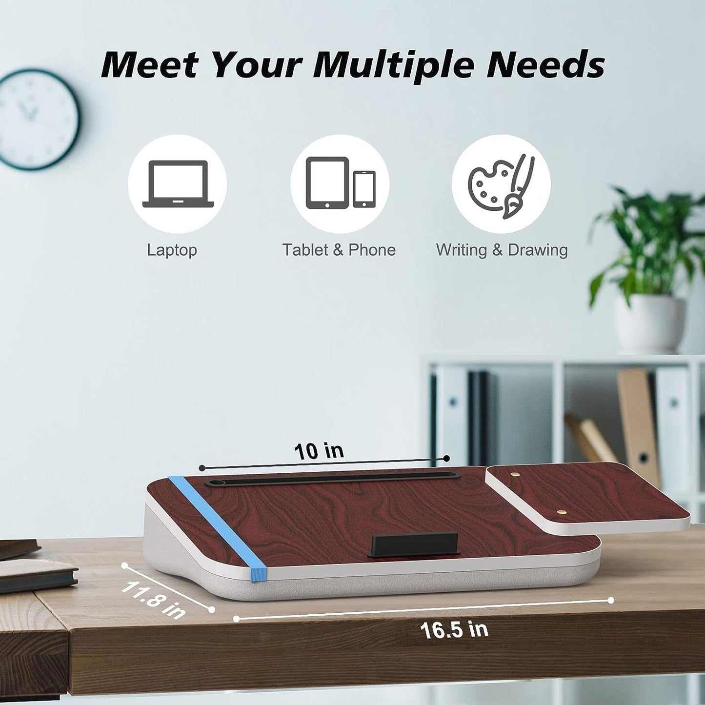 Lap Desk with Cushion, Tablet Holder and Detachable Mouse Tray, Fits Up to 16.1 Inches Laptops, Lap Desk for Bed Couch Sofa and Table - Discount Msrp
