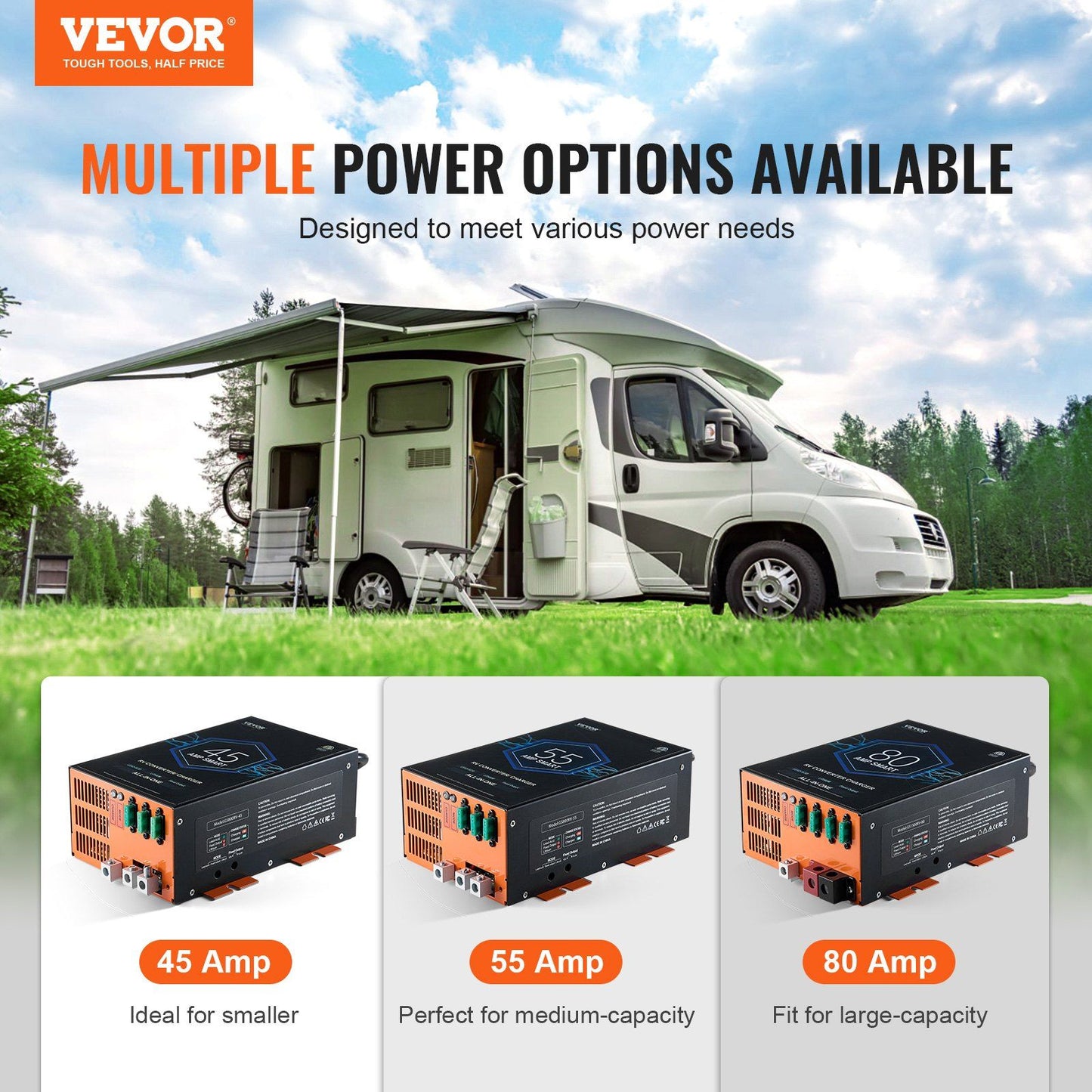 VEVOR RV Converter 45 Amp 110V AC to 12V DC RV Power Converter Battery Charger - Discount Msrp