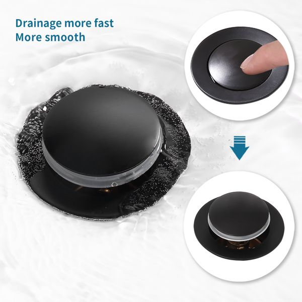 Pop-Up Drain Stainless Steel With Overflow Anti-Clogging for Vessel Sink Lavatory Vanity Sink Drain with Strainer Basket, Matte Black - Discount Msrp