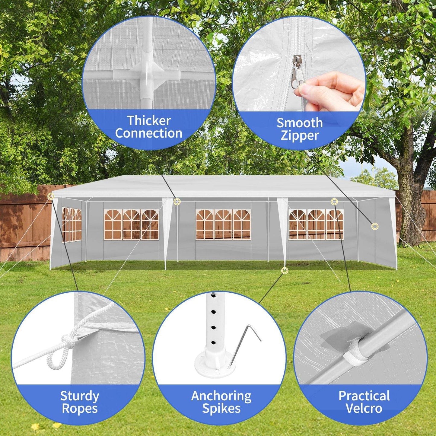 1 Set of 10'x30' Party Tent Canopy for Outdoor Weddings, Heavy-Duty Waterproof Event Shelter with Removable Sidewalls, Ideal for Parties, Booths, and Gatherings. - Discount Msrp