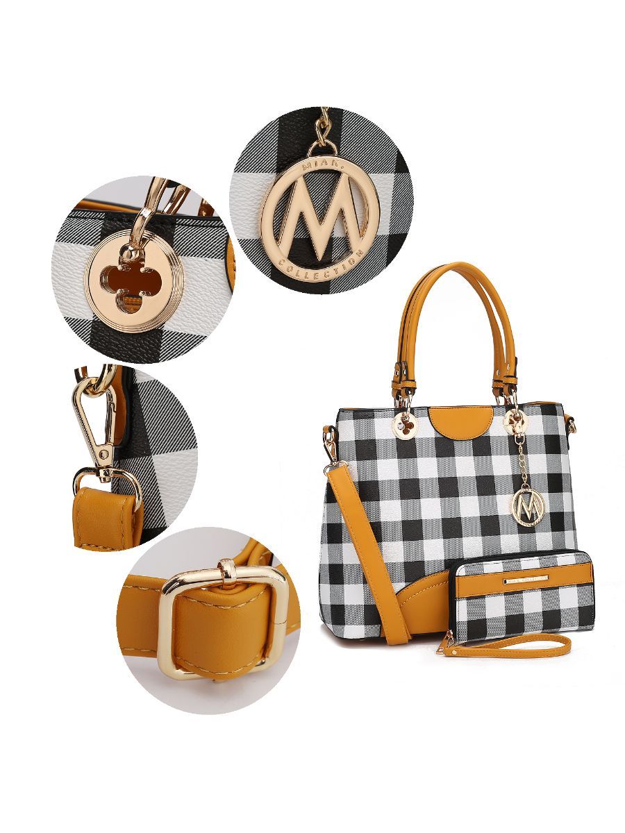 MKF Collection Gabriella Checkers Handbag with Wallet by Mia k - Discount Msrp