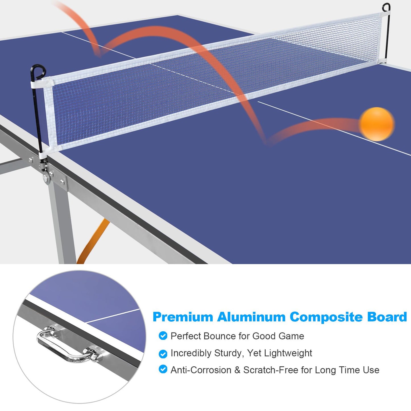 6ft Mid-Size Table Tennis Table Foldable & Portable Ping Pong Table Set for Indoor & Outdoor Games with Net, 2 Table Tennis Paddles and 3 Balls - Discount Msrp