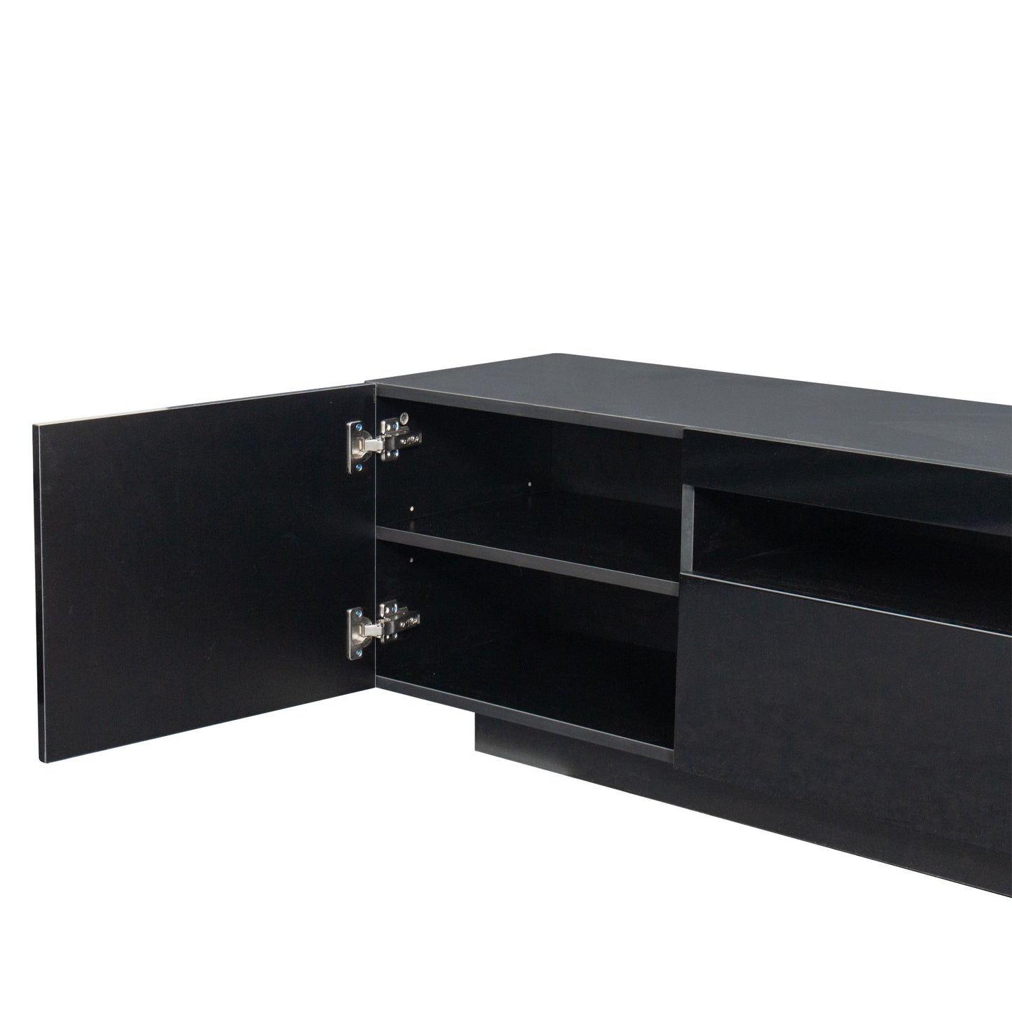 TV Cabinet Wholesale, Black TV Stand with Lights, Modern LED TV Cabinet with Storage Drawers, Living Room Entertainment Center Media - Discount Msrp