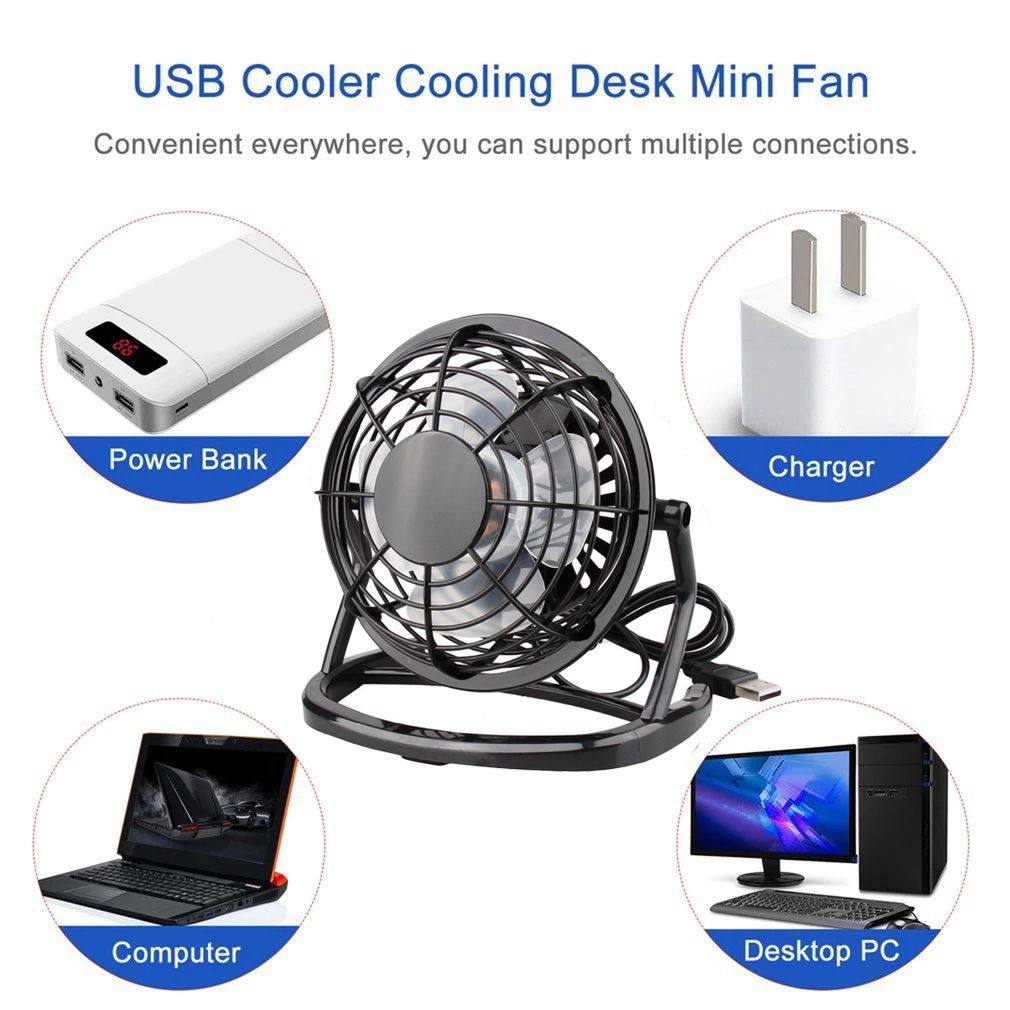 USB Silent Fan Desk Cooler for Laptop Notebook Desktop PC Ofiice Summer Cooling Fan 4 Blades Rotatable USB Mini desk Fans Socket - Discount Msrp