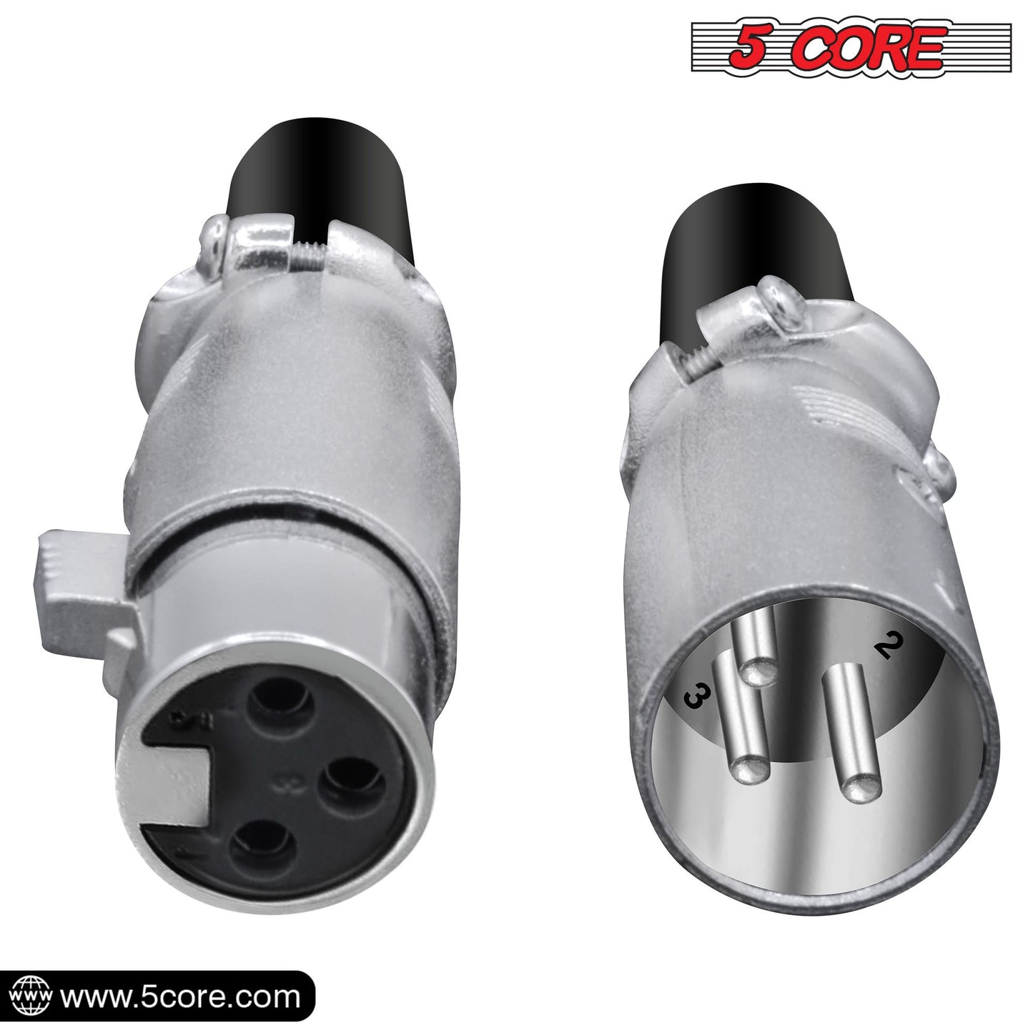 5Core XLR Connector Male Female to 1/4 Audio Jack 3 Pin Secure Mic Plug w Locking Ends - Discount Msrp