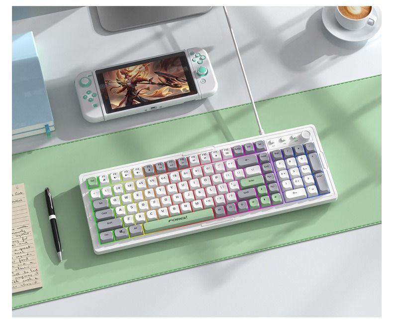 Wired luminous keyboard and mouse Q908 gaming mechanical feel game luminous suspended keyboard and mouse set - Discount Msrp