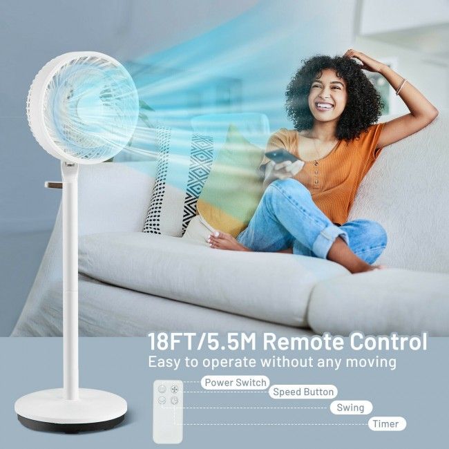 9 Inch Portable Oscillating Pedestal Floor Fan with Adjustable Heights and Speeds - Discount Msrp
