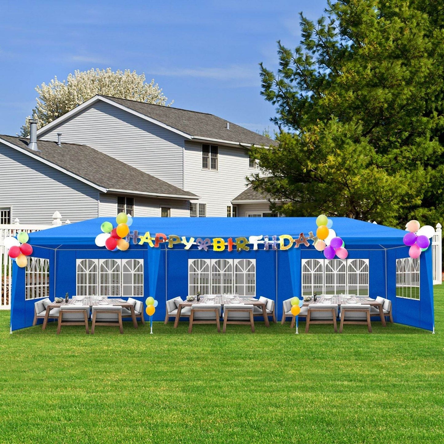1 Set of 10'x30' Party Tent Canopy for Outdoor Weddings, Heavy-Duty Waterproof Event Shelter with Removable Sidewalls, Ideal for Parties, Booths, and Gatherings. - Discount Msrp