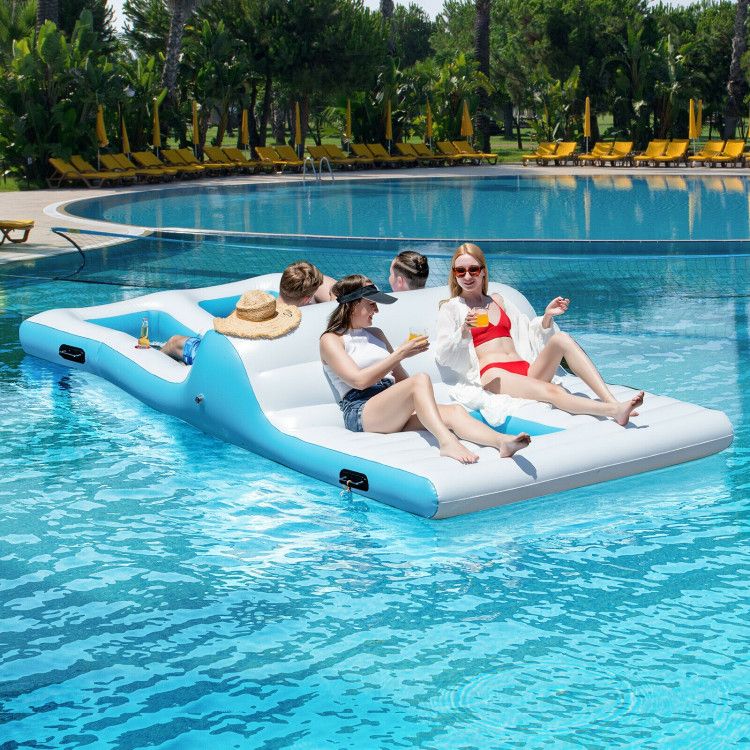Floating 4-Person Inflatable Lounge Raft with 130W Electric Air - Discount Msrp
