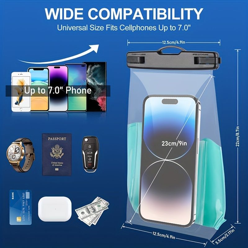 HAISSKY 2Pack Wave Design Large Capapcity Waterproof Phone Bag Swimming Surfing Earphone Cards Passport Keys Storage Pouch - Discount Msrp