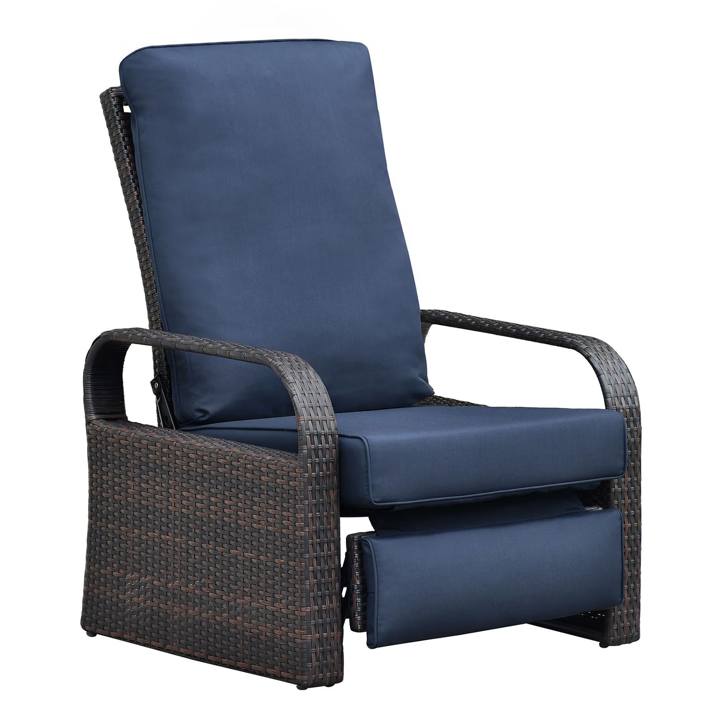 Outdoor Recliner Chair; Automatic Adjustable Wicker Lounge Recliner Chair with 5.12'' Thicken Cushion - Discount Msrp