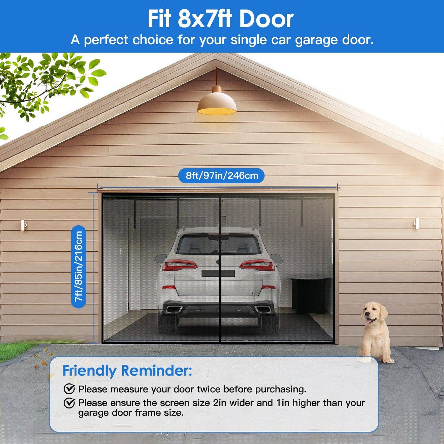 Magnetic Garage Door Screen Single-Car Garage Screen Mesh Fiberglass Garage Net with Magnetic Closure 4 Buckle Straps for One Cars - Discount Msrp