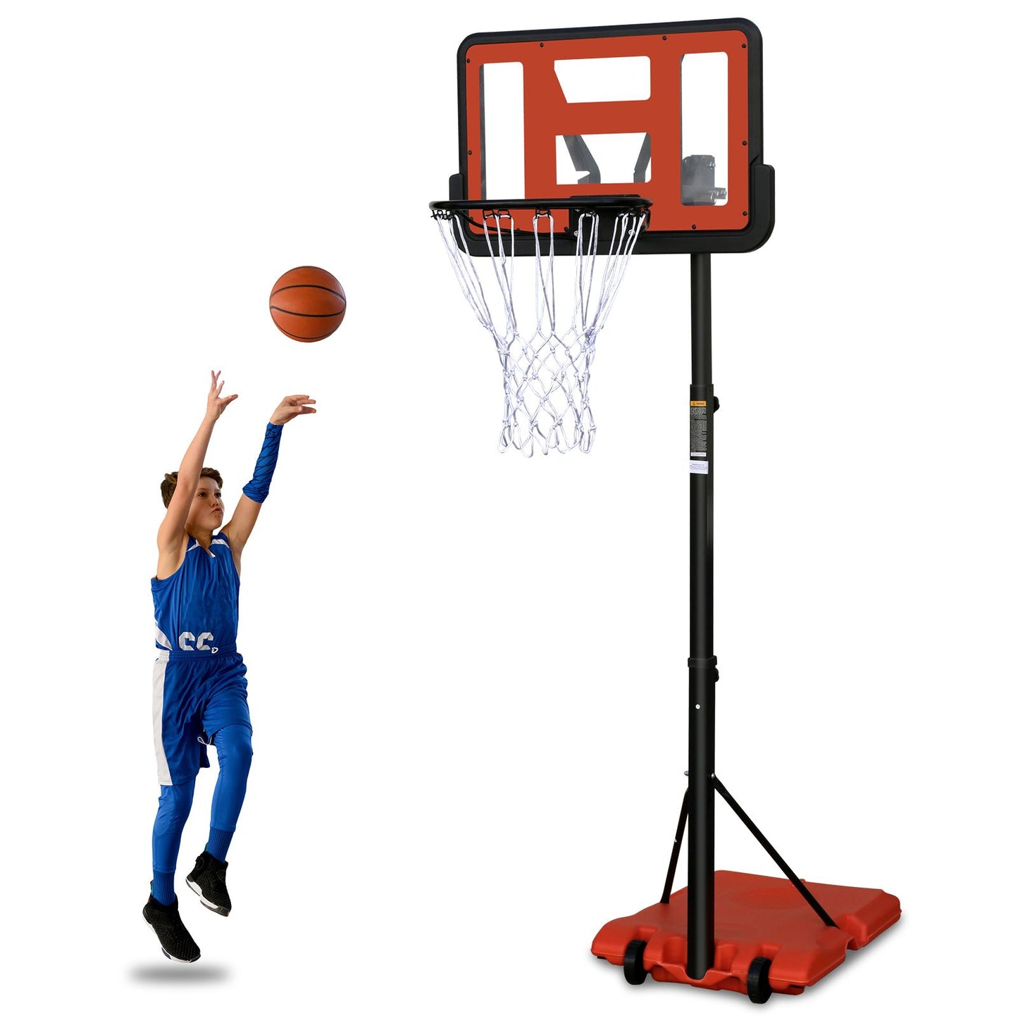 Use for Outdoor Height Adjustable 4.8 to 7.7ft Basketball Hoop 28 Inch Backboard Portable Basketball Goal System with Stable Base and Wheels - Discount Msrp