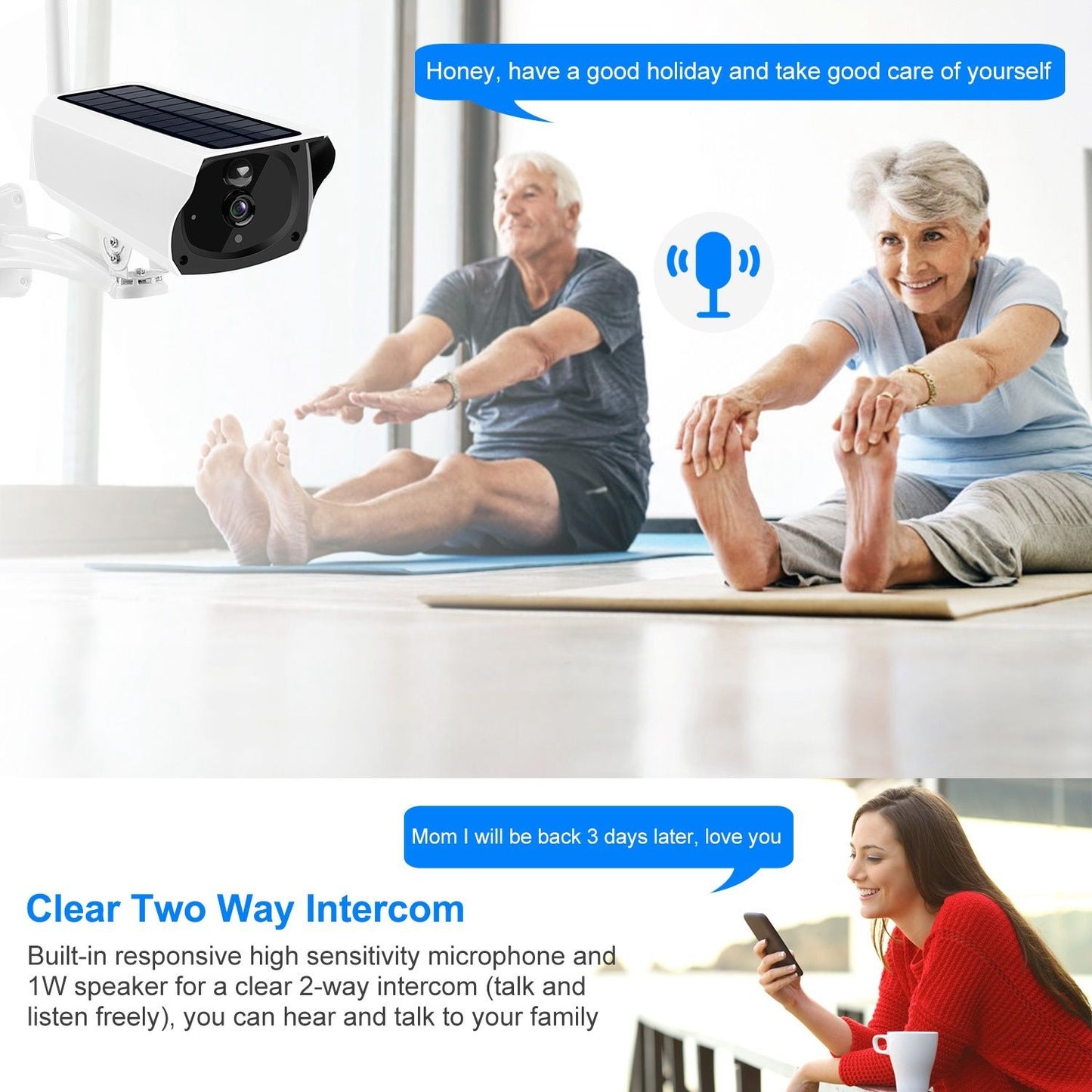 1080P Solar Powered WiFi IP Camera Two-Way Intercom Security Surveillance Camera - Discount Msrp