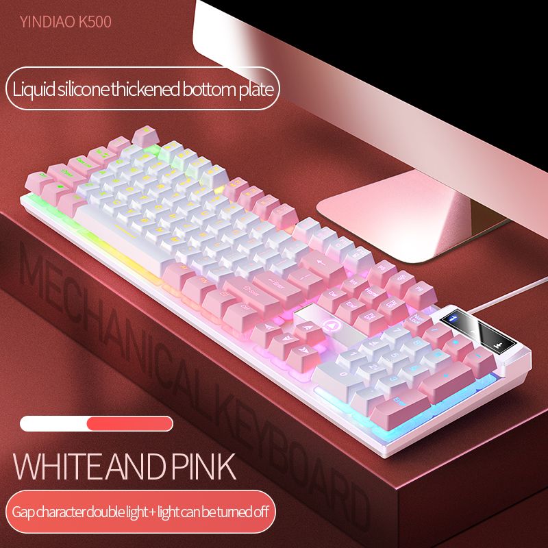 104 Keys Gaming Keyboard Wired Keyboard Color Matching Backlit Mechanical Feel Computer E-sports Peripherals for Desktop Laptop - Discount Msrp