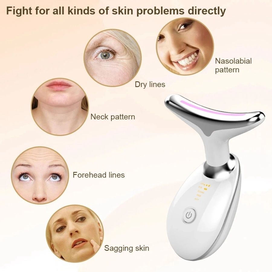 Face and Neck Massager 3 Colors EMS Beauty Device Lifting Tighten Facial Massagers Wrinkle Remover Reduce Double Chin Devices for Woman - Discount Msrp