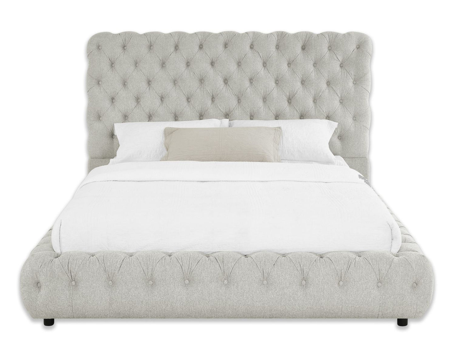 1pc Contemporary Upholstered Queen Bed Tufted Headboard and Footboard Bedroom Furniture Dove Gray - Discount Msrp