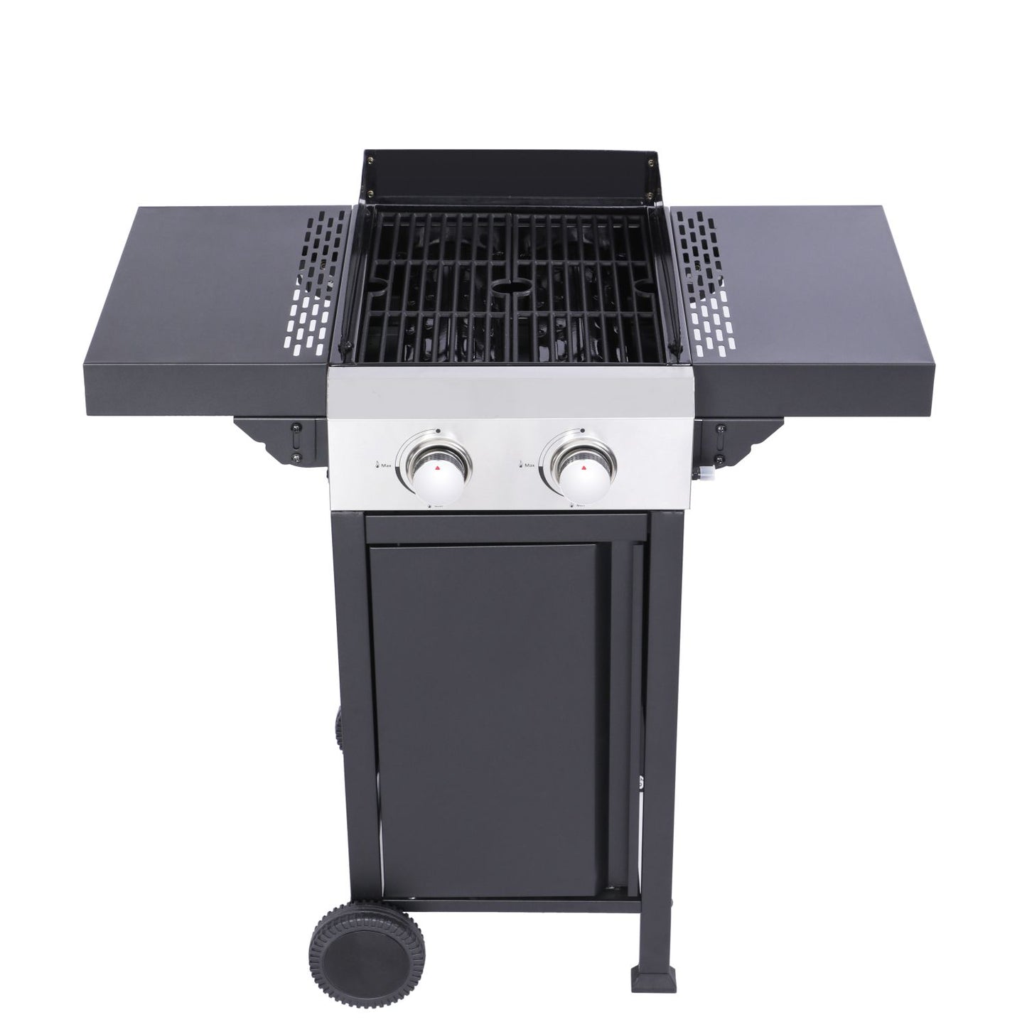 2-Burner Propane Gas BBQ Grill, Pizza Box, 24600BTU Output With Wire Enamel Cooking Grids For Outdoor Barbecue, Foldable Side Table, Hanging Basket, Stainless Steel - Discount Msrp