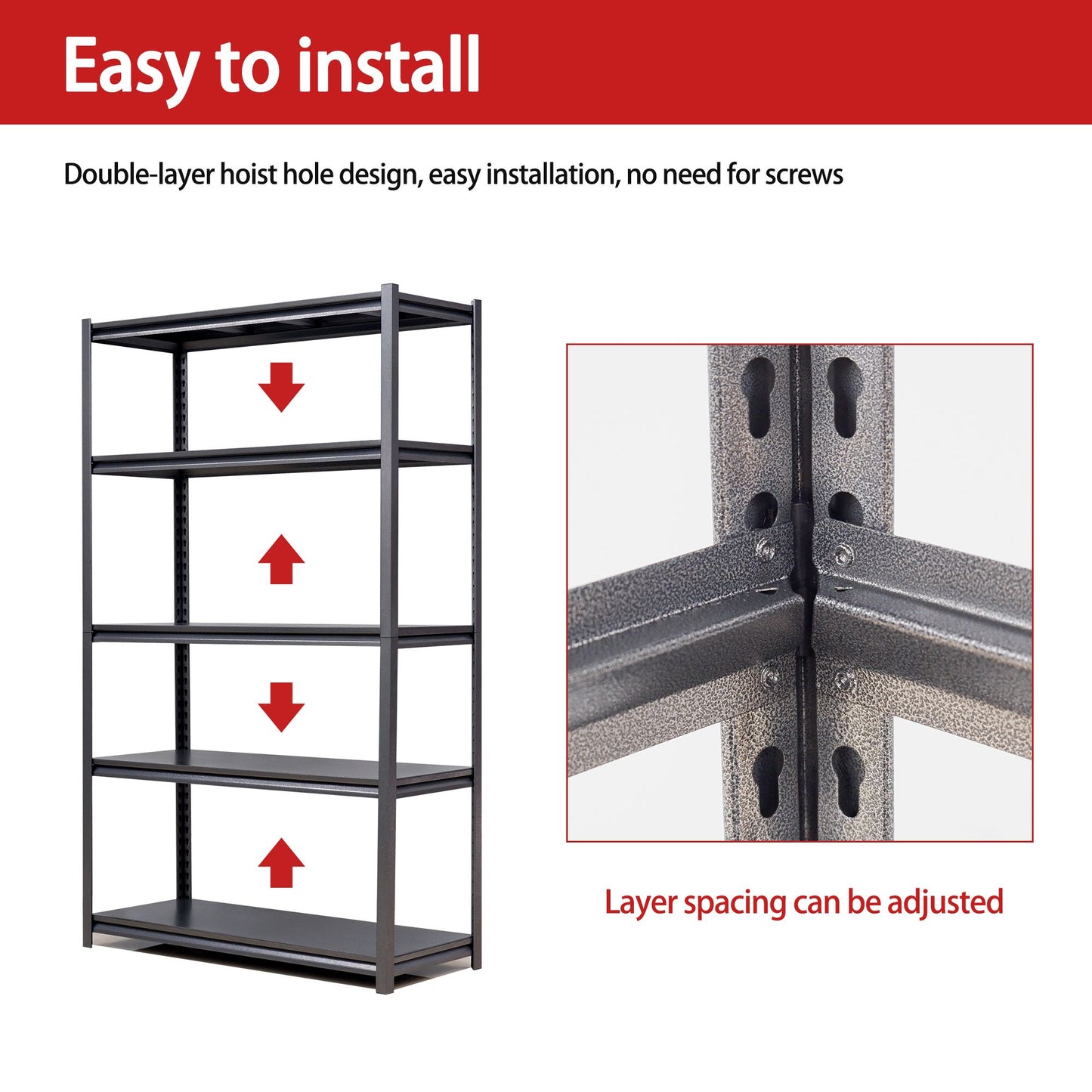 78"H 5 Tier Metal Shelves for Storage Garage Shelving 2000LBS Heavy Duty Storage Shelves Adjustable Garage Shelf Industrial Shelving Unit Storage Utility Rack,47.2"W*18"D*78"H,Black - Discount Msrp