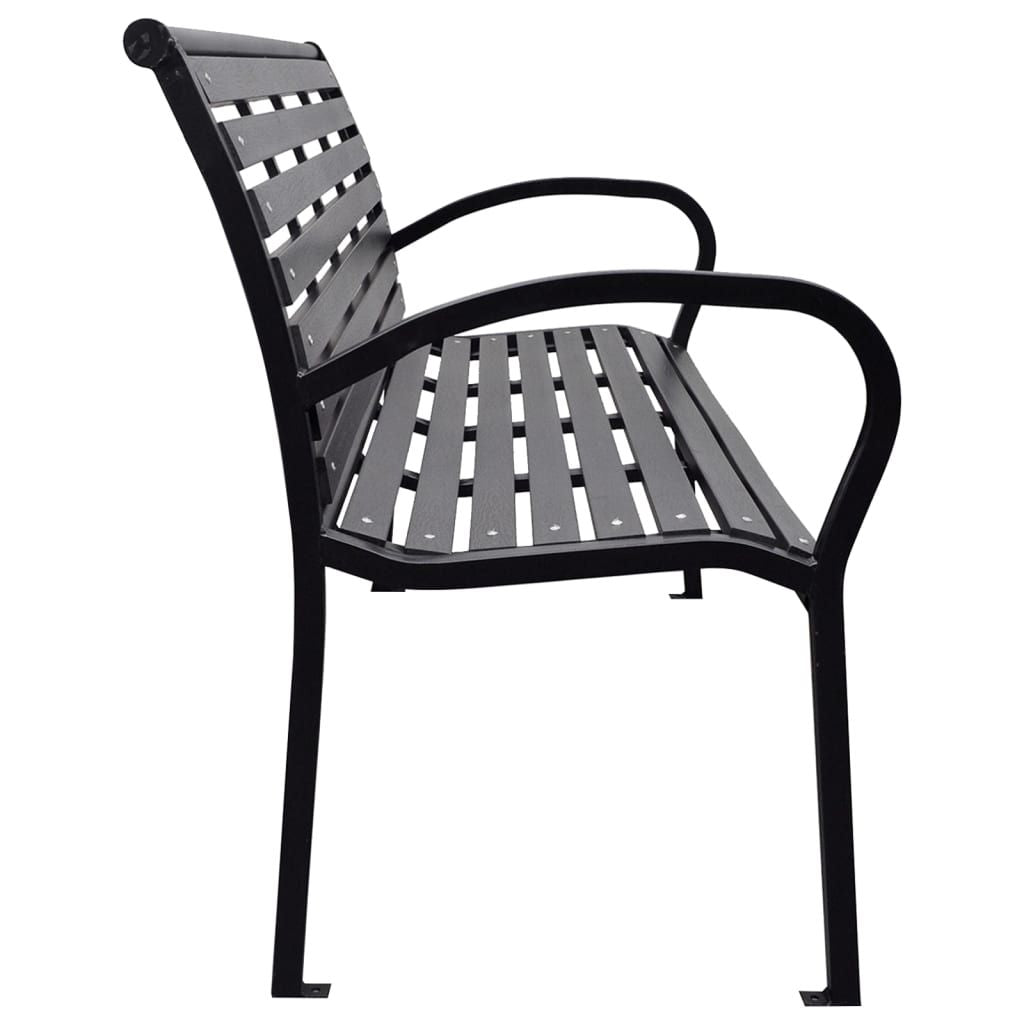 Patio Bench Black 45.7" Steel and WPC - Discount Msrp