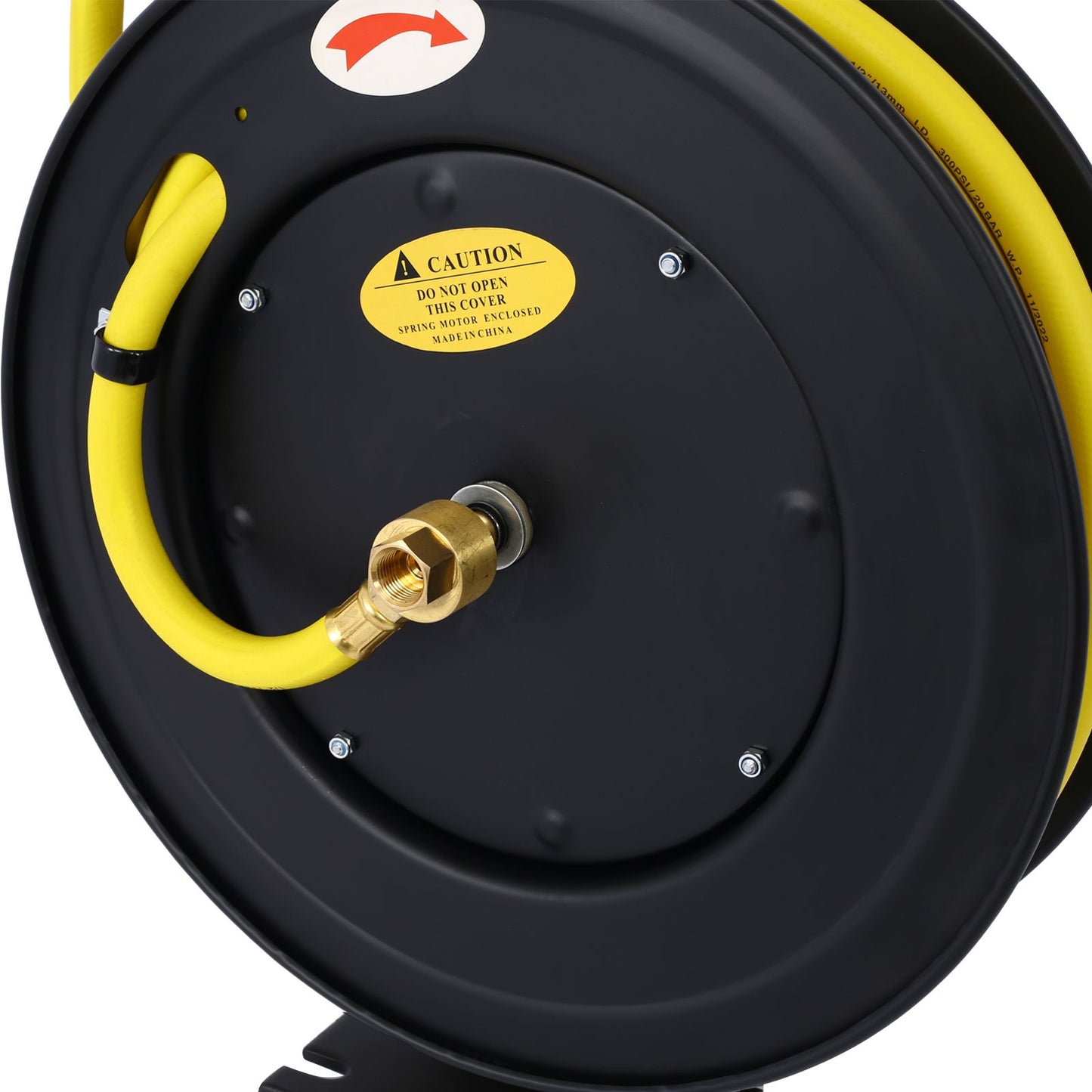 Retractable Air Hose Reel, 1/2" Inch x 50' Ft Auto Rewind Hose-Reel, Heavy Duty Steel Air Hose Reel, Industrial Grade Rubber Hose - Discount Msrp