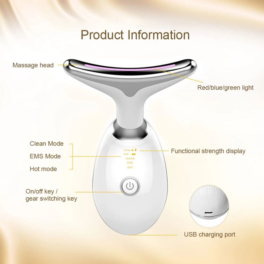 Face and Neck Massager 3 Colors EMS Beauty Device Lifting Tighten Facial Massagers Wrinkle Remover Reduce Double Chin Devices for Woman - Discount Msrp