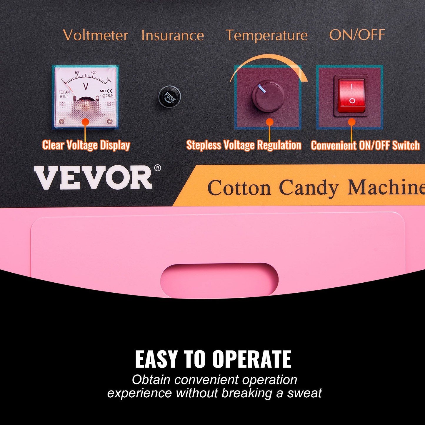 VEVOR Electric Cotton Candy Machine with Cart, 1000W Commercial Floss Maker with Stainless Steel Bowl, Sugar Scoop and Drawer, Perfect for Home, Kids Birthday, Family Party, Pink - Discount Msrp