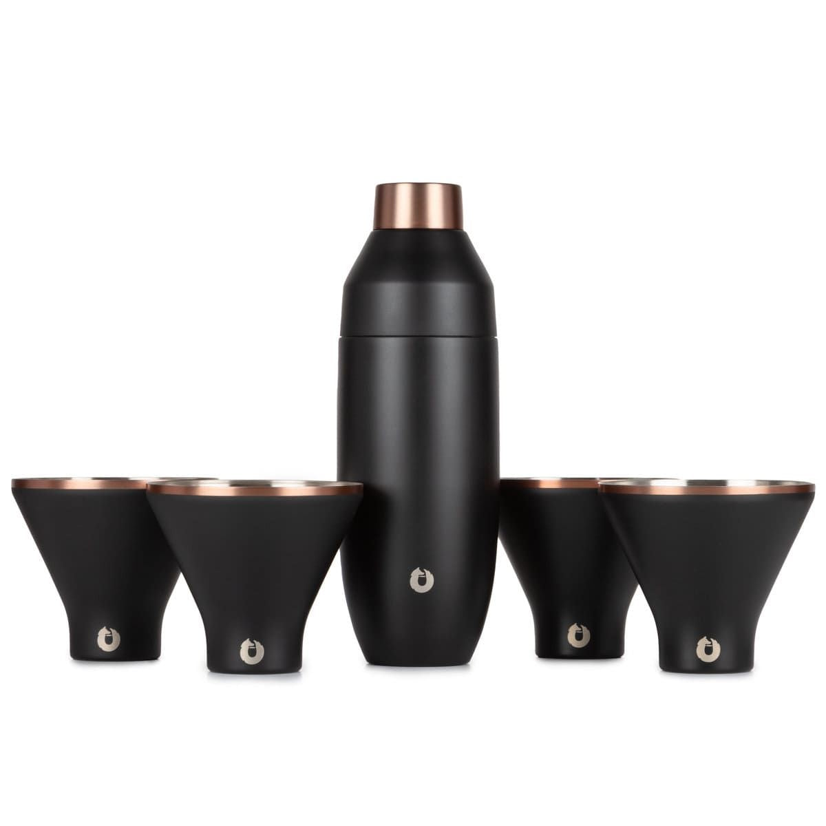 Stainless Steel Cocktail Shaker and Martini Glass Set, Black - Discount Msrp