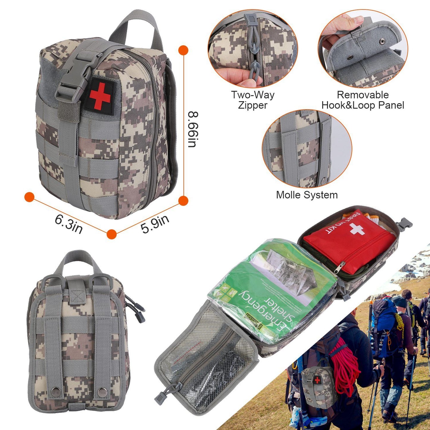 125Pcs Survival Kits Professional Emergency Survival Gear Tactical First Aid Kit Supplies for Outdoor Adventure Camping Hiking Hunting - Discount Msrp