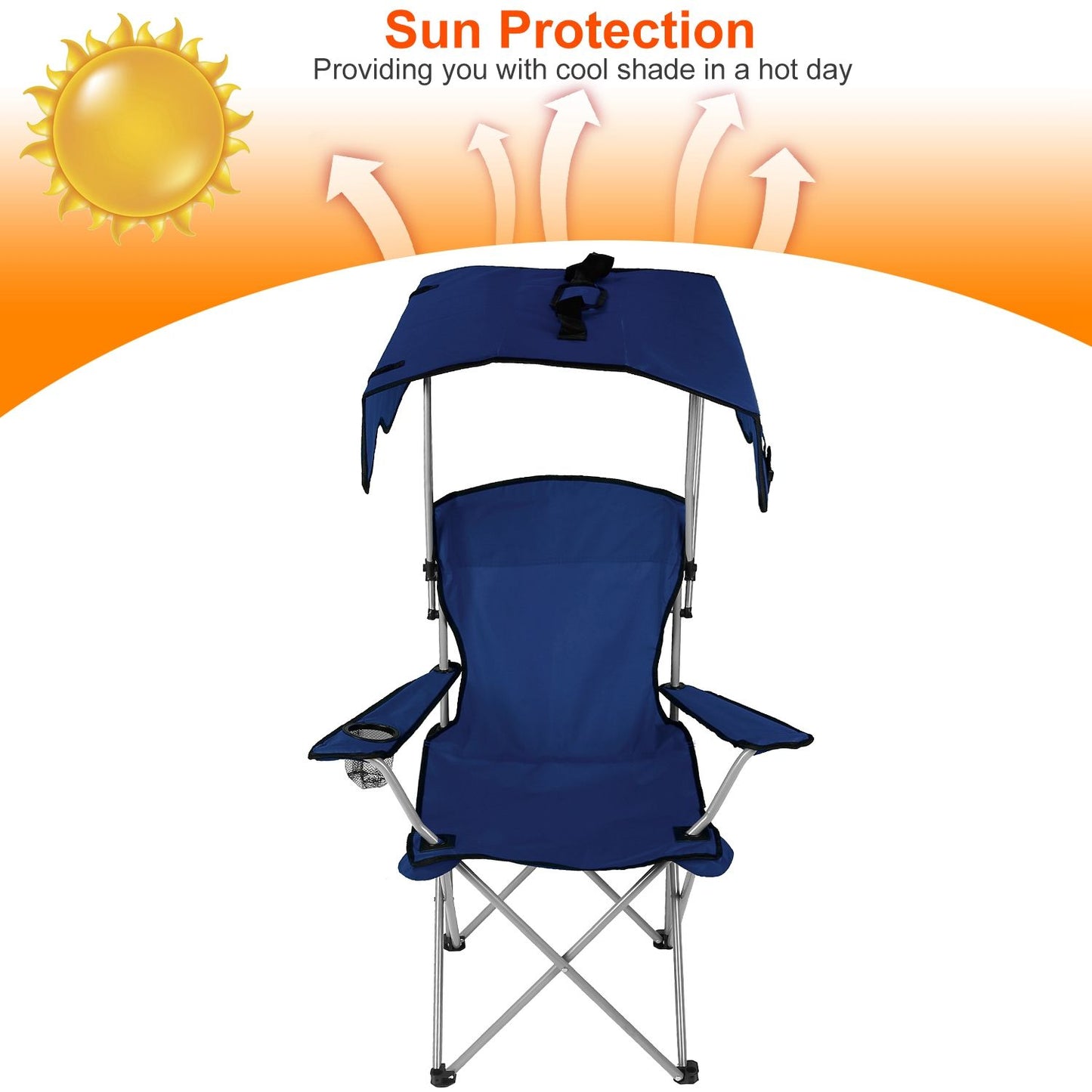 Foldable Beach Canopy Chair Sun Protection Camping Lawn Canopy Chair 330LBS Load Folding Seat - Discount Msrp