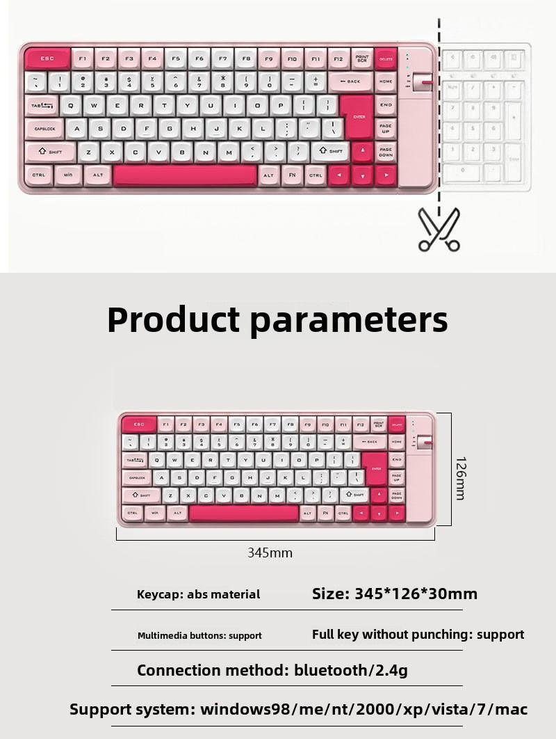 QW06 Office Entertainment Dual Mode Color Keyboard and Mouse Set Wireless Bluetooth Universal Keyboard Girls High-Value Set - Discount Msrp