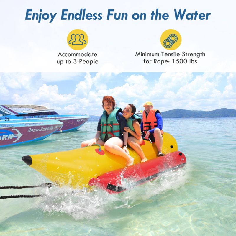 3-Person Inflatable Banana Boat with Electric Air Pump Carrying Bag and Repair Kit - Discount Msrp