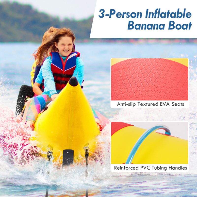 3-Person Inflatable Banana Boat with Electric Air Pump Carrying Bag and Repair Kit - Discount Msrp