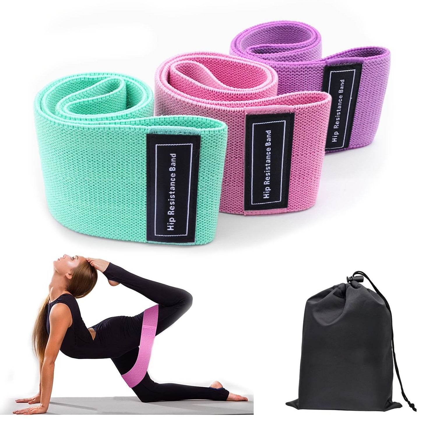 3pcs Resistance Bands For Legs And Butt; Home Yoga Exercise Workout Sports Fitness Accessories - Discount Msrp