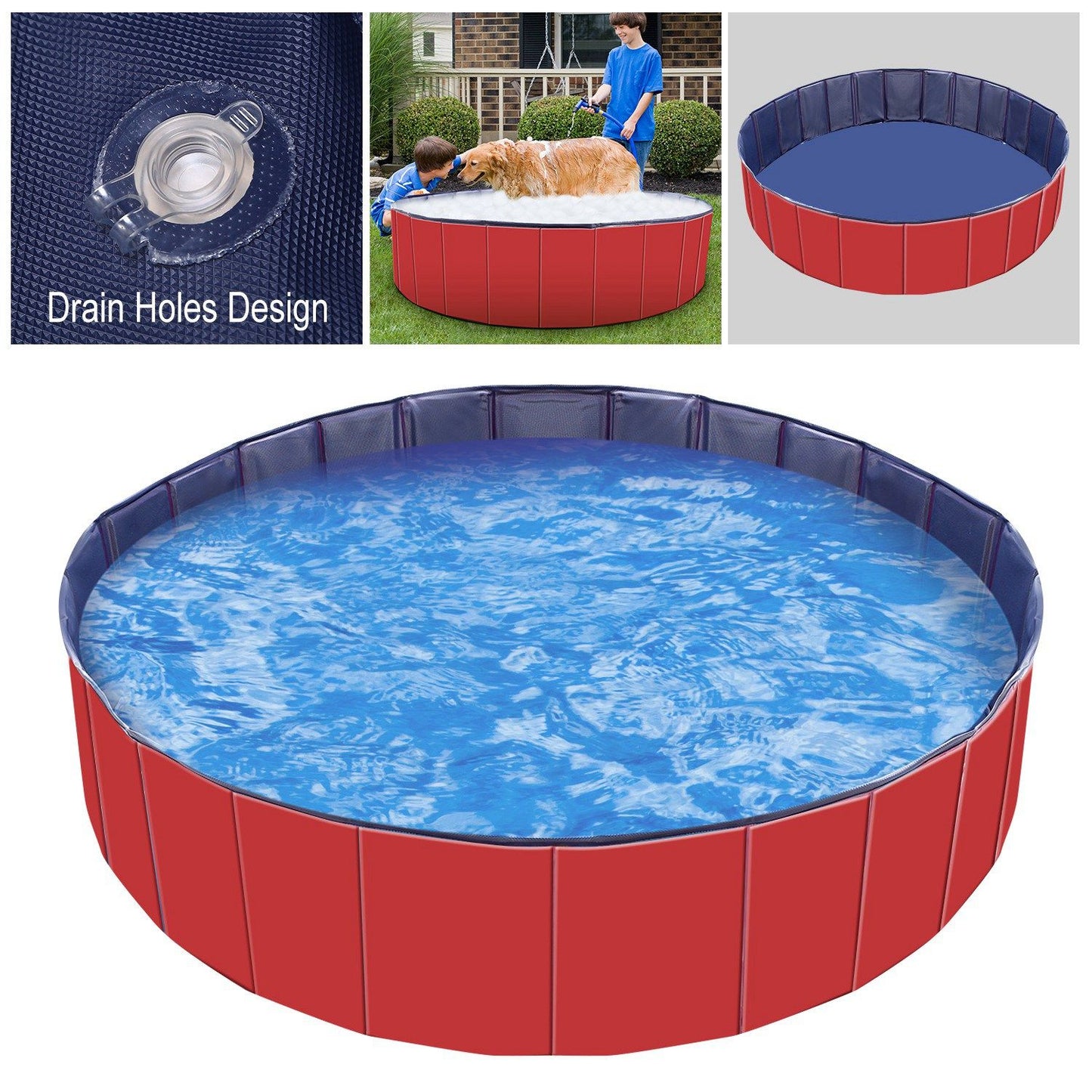 Foldable Pet Swimming Pool PVC Kiddie Baby Dog Swim Pool Bathing Tub Playmat Kids Pools - Discount Msrp