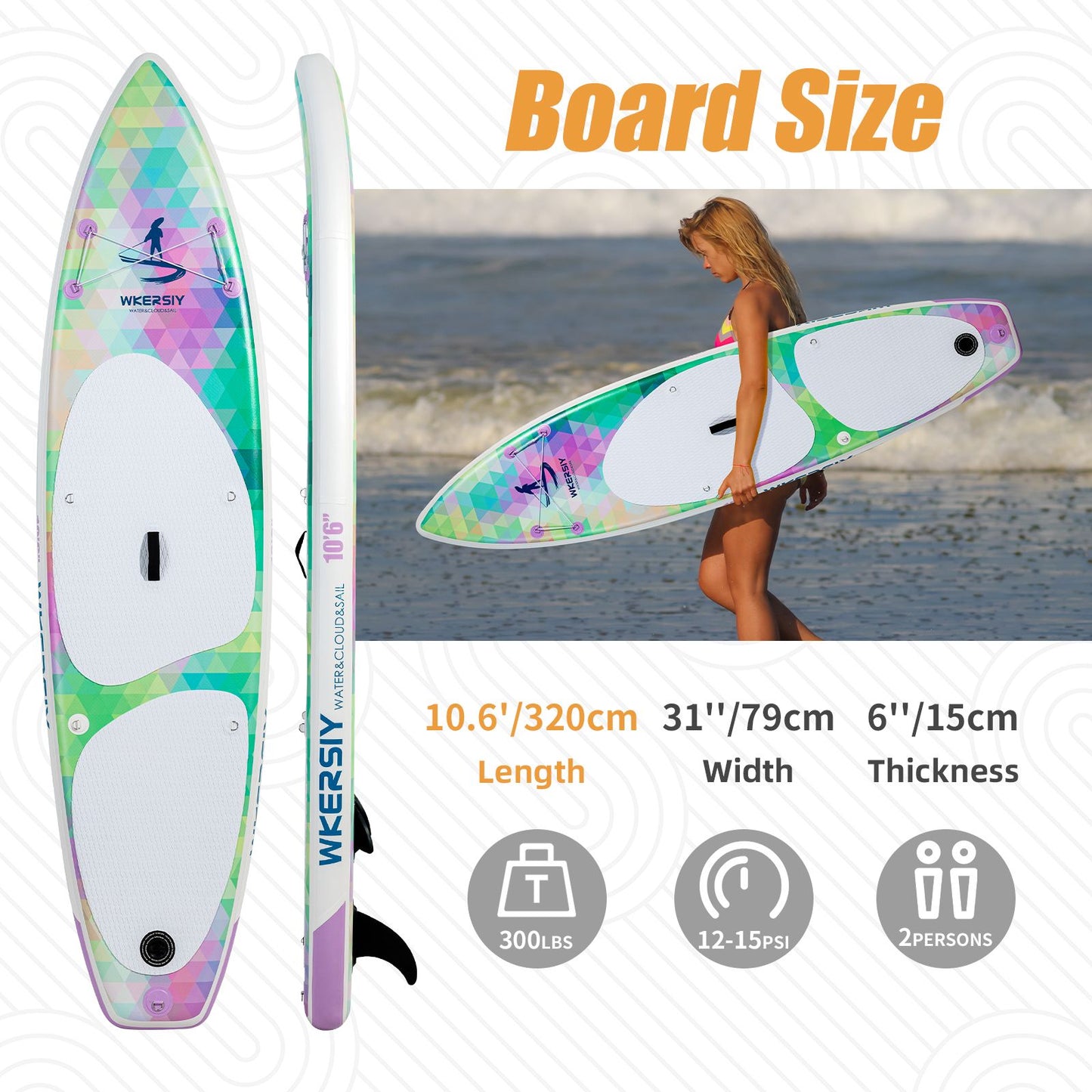 inflatable paddle board 10'6 including sup paddle, paddleboard backpack, pump, leash - Discount Msrp