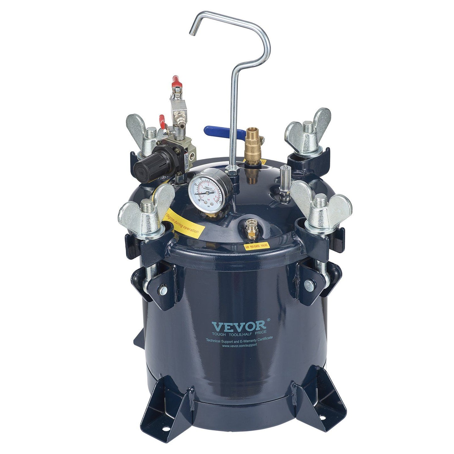 VEVOR 10L/2.5gal Spray Paint Pressure Pot Tank, 70PSI Max Air Paint Pressure Pot, Metal Rack and Leak Repair Sealant for Industry Home Decor Architecture Construction Automotive Painting - Discount Msrp