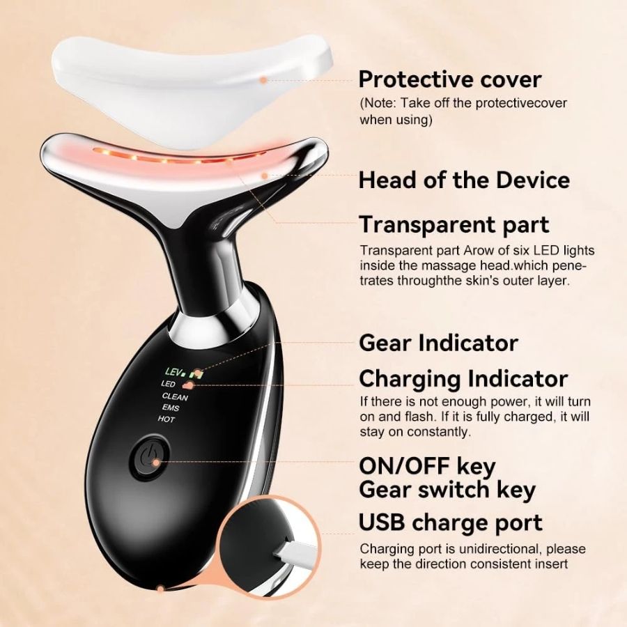 Face and Neck Massager 3 Colors EMS Beauty Device Lifting Tighten Facial Massagers Wrinkle Remover Reduce Double Chin Devices for Woman - Discount Msrp