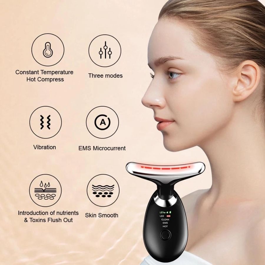 Face and Neck Massager 3 Colors EMS Beauty Device Lifting Tighten Facial Massagers Wrinkle Remover Reduce Double Chin Devices for Woman - Discount Msrp