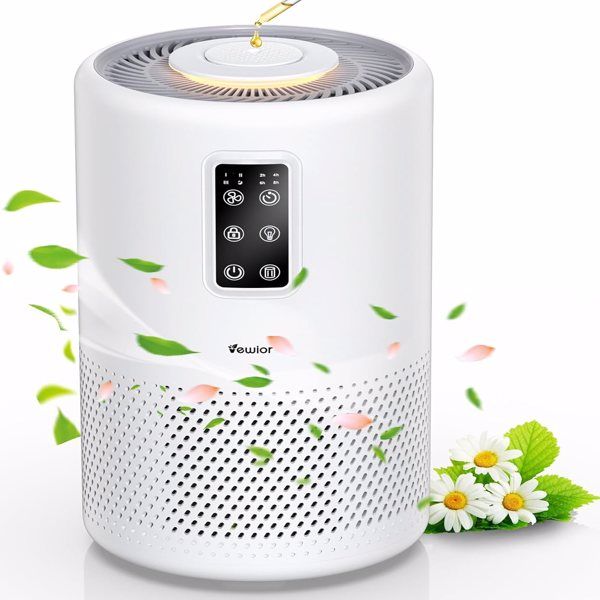 Home large room air purifier with lighting up to 1076ft², VEWIOR H13 True HEPA Air Purifier with Scented Sponge, Sleep Mode, Timer for Wildfire Smoke Pet Dust Pollen Odors (Banned by Amazon) - Discount Msrp