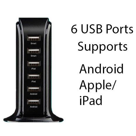 Smart Power 6 USB Colorful Tower for Every Desk at Home or Office charge any Gadget - Discount Msrp