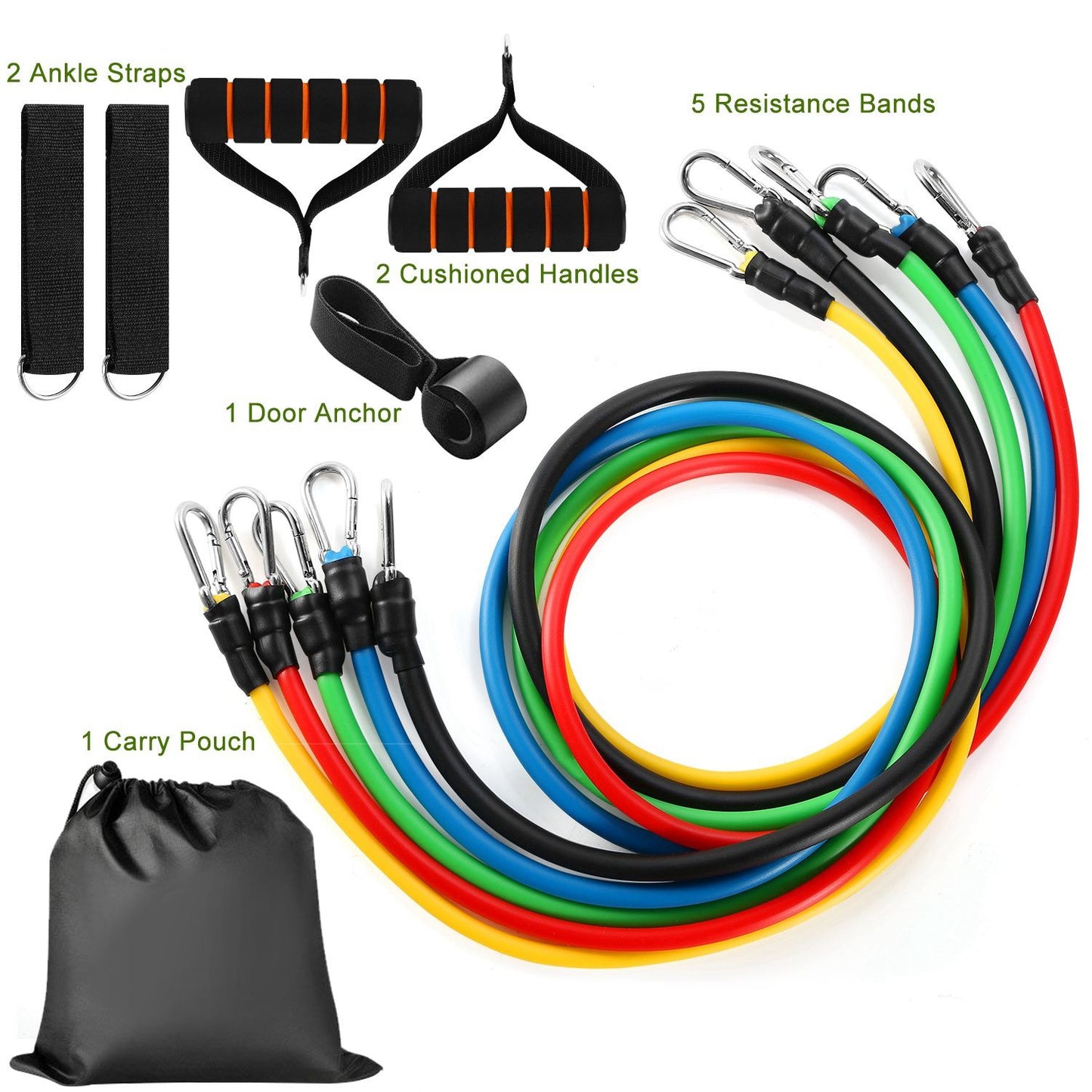 11Pcs Resistance Bands Set Fitness Workout Tubes Exercise Tube Bands Up to 100lbs - Discount Msrp