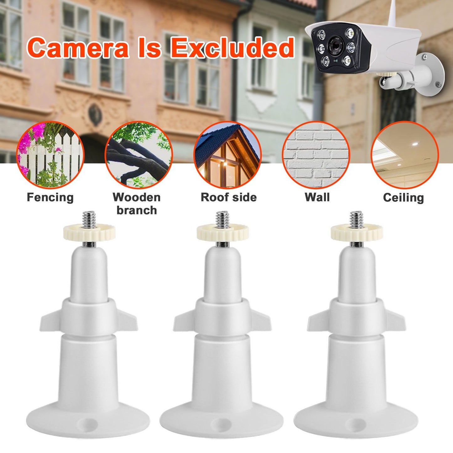 3 Packs Security Camera Wall Mount for Arlo 360 Degree Adjustable Camera Holder Garden Patio Screw Mount - Discount Msrp