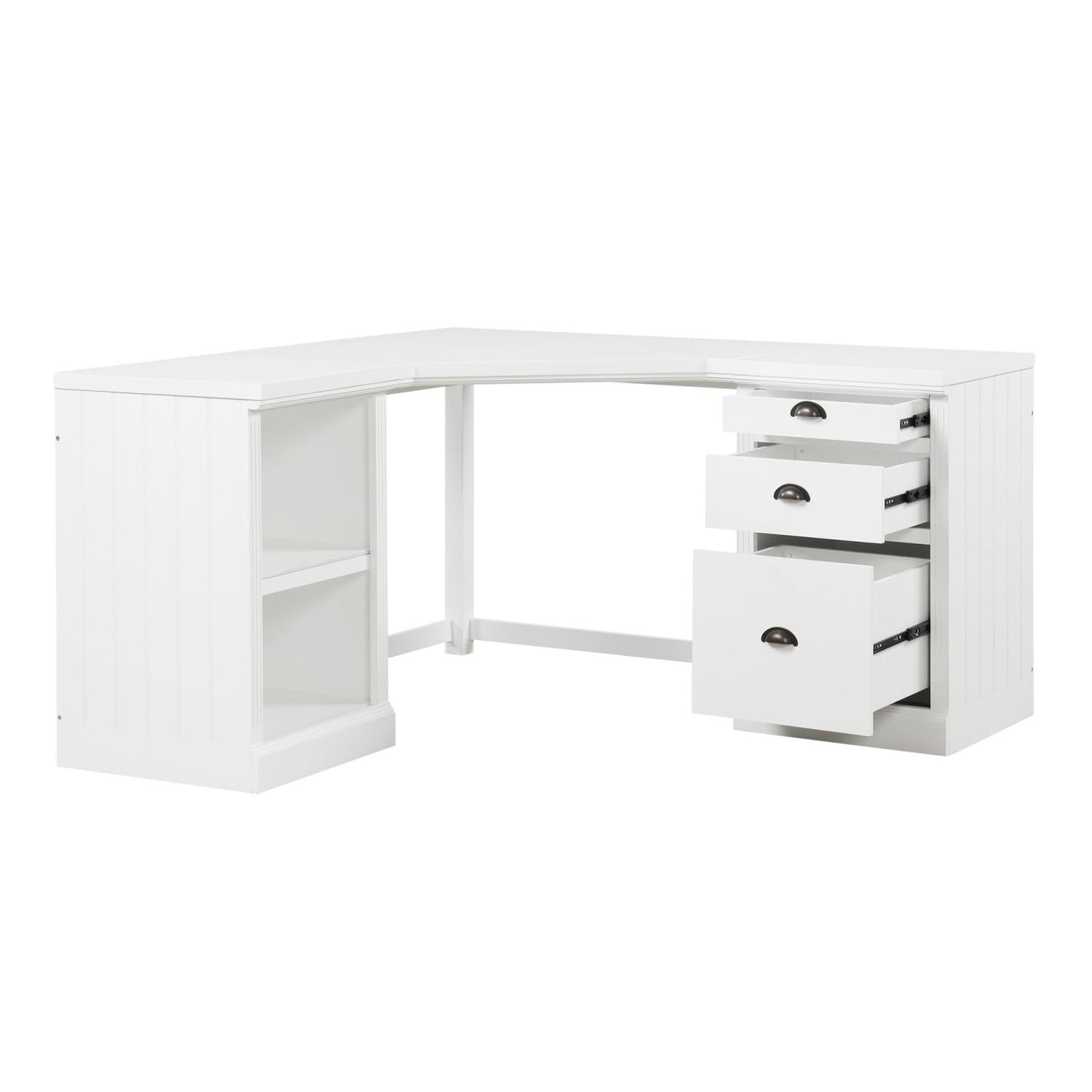 57.68" Modern L Shaped Executive Desk with 2 Storage Cabinets and 3 Drawers,Corner Writing Desk,Office Desk Furniture,Computer Desks with Depth Workstation for Home Office,Living room,White - Discount Msrp