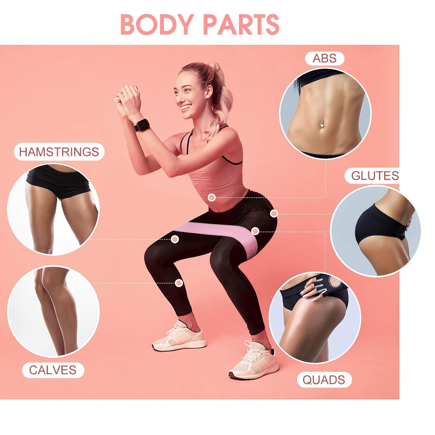 3pcs Resistance Bands For Legs And Butt; Home Yoga Exercise Workout Sports Fitness Accessories - Discount Msrp