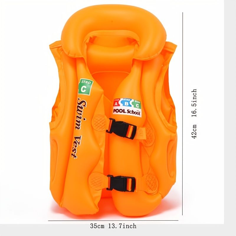 Swim Vest For Kids ; 4-12 Years Old Inflatable Swimming Floaties With Adjustable Safety Buckle & Dual Airbags For Boys Girls; Water Vest For Pool; Beach; Lake & Ocean - Discount Msrp