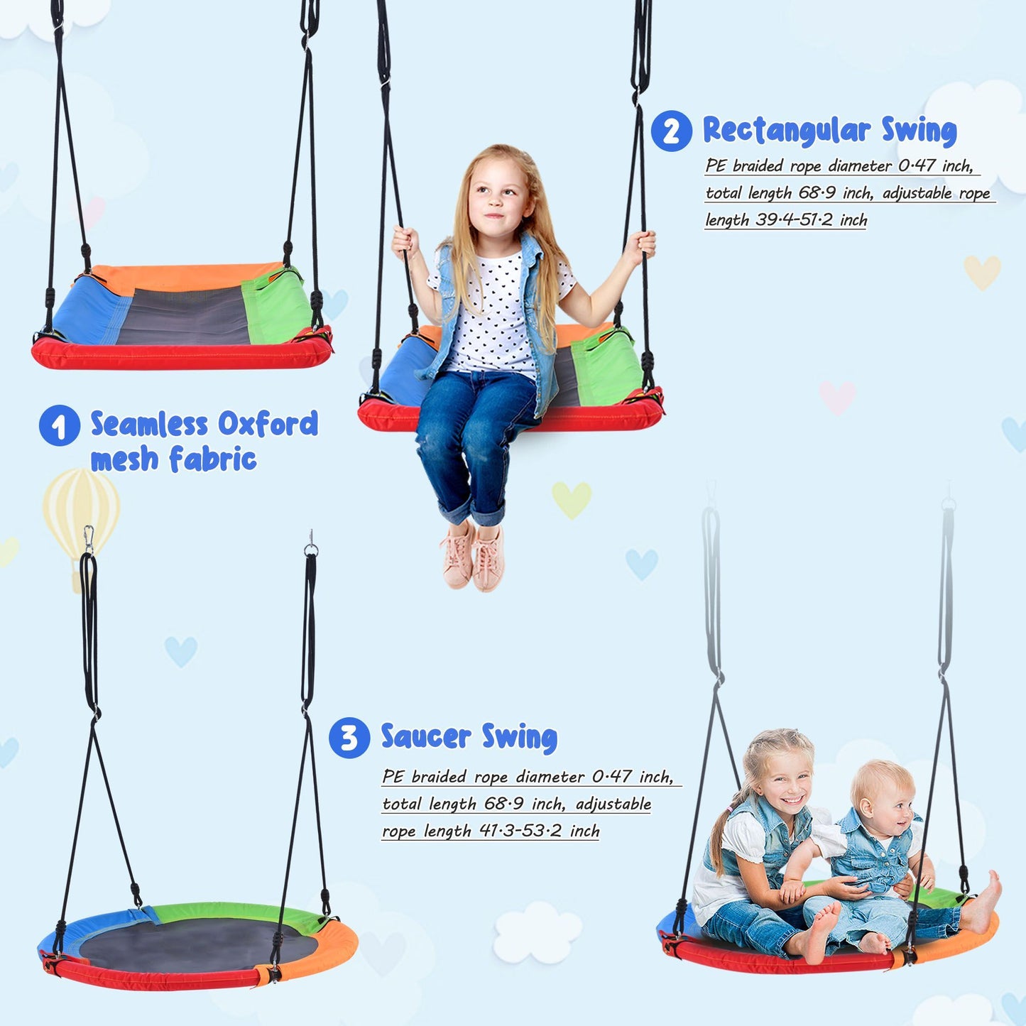 5 in 1 Outdoor Toddler Swing Set for Backyard, Playground Swing Sets with Steel Frame, Multifunction Playsets for Kids with Climbing Ladder, Saucer Swing, Monkey Bar Swing, Disc Swing and Swing Ring - Discount Msrp