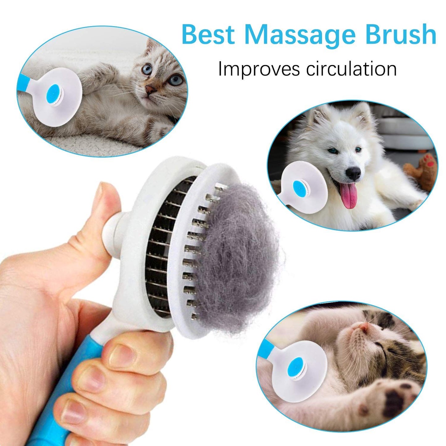 Cat Grooming Brush; Self Cleaning Slicker Brushes for Dogs Cats Pet Grooming Brush Tool Gently Removes Loose Undercoat; pet grooming - Discount Msrp